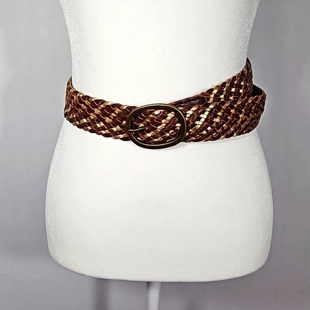 American Eagle Outfitters Women's Boho Braided Genuine Leather Belt Size S/M